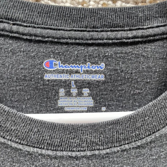 Champion Black Short Sleeve Tee Varsity Style - Picture 3 of 5